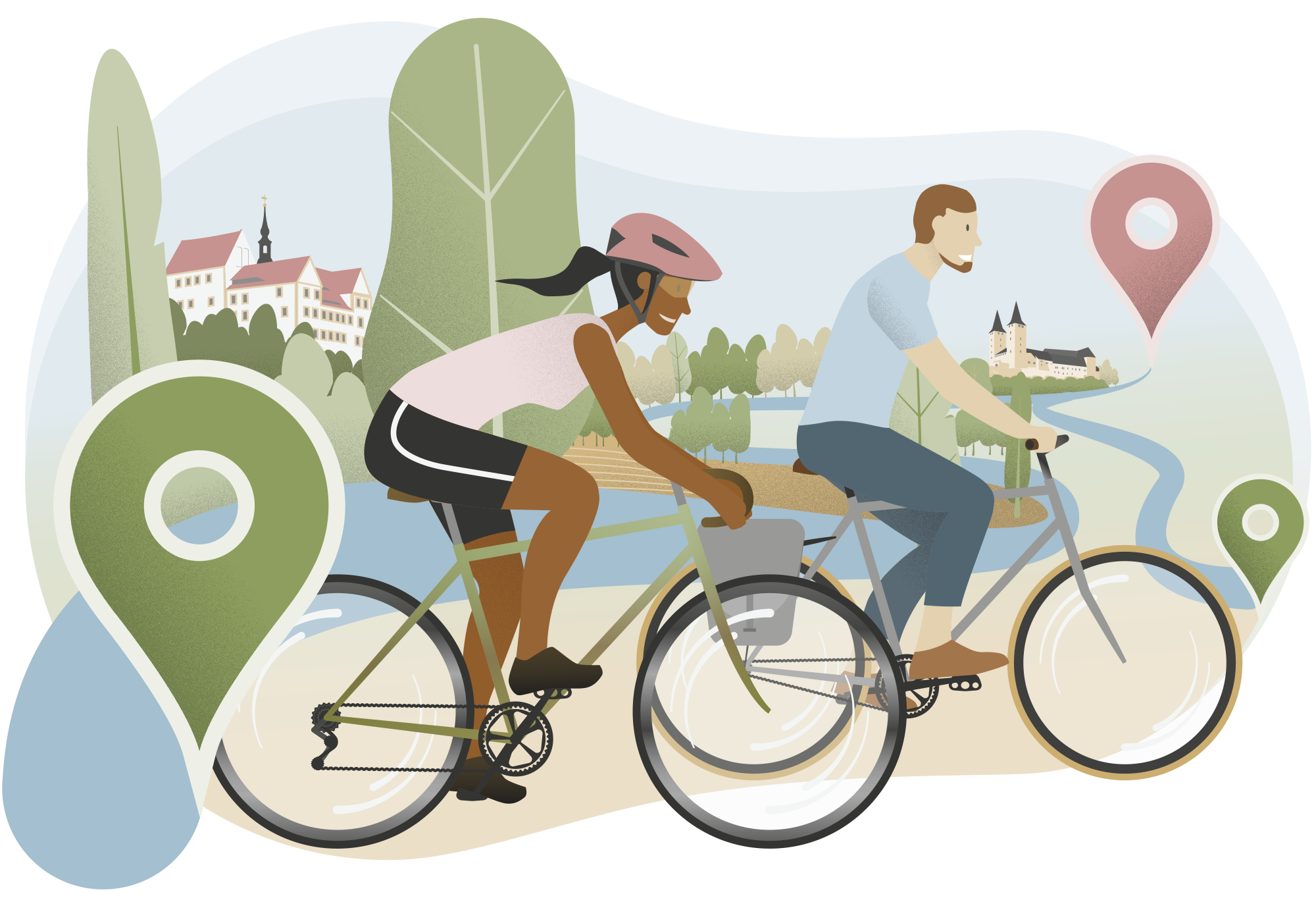 Illustration Mulde-Radweg © Ronny Ehrenfeld Illustration Mulde-Radweg © Ronny Ehrenfeld